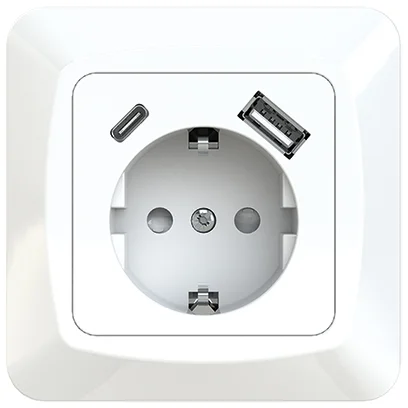 VÄGGUTTAG MED USB A, C NOVETT ICE