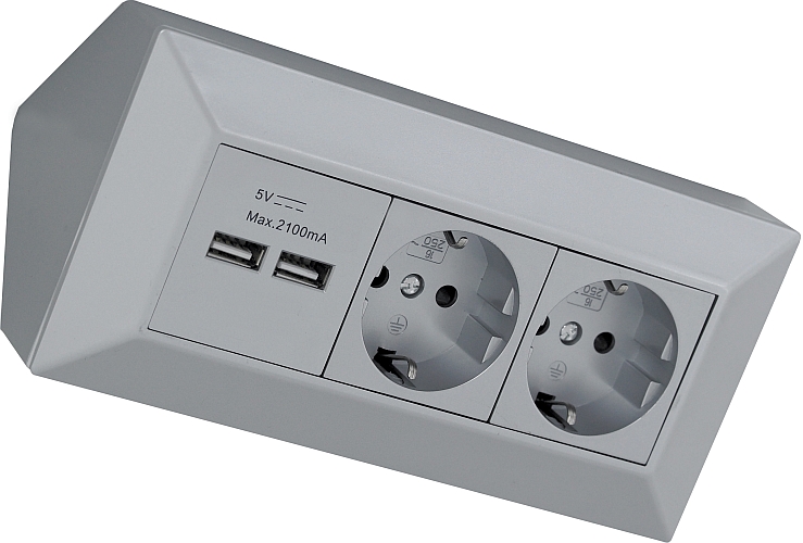 Köp Hörnbox med USB & eluttag silver Liton online ELDIREKT